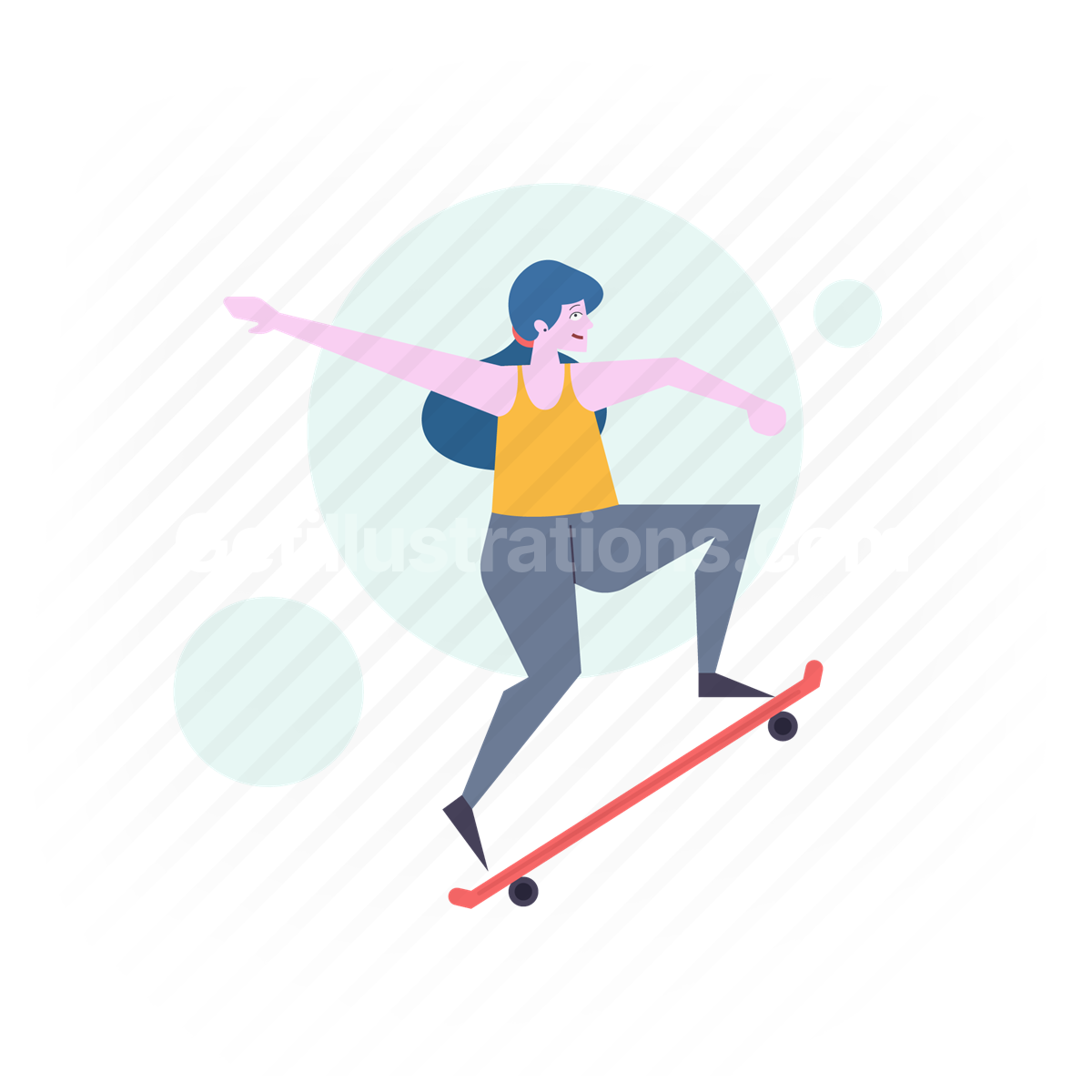woman, skating, skateboard, activity, sport